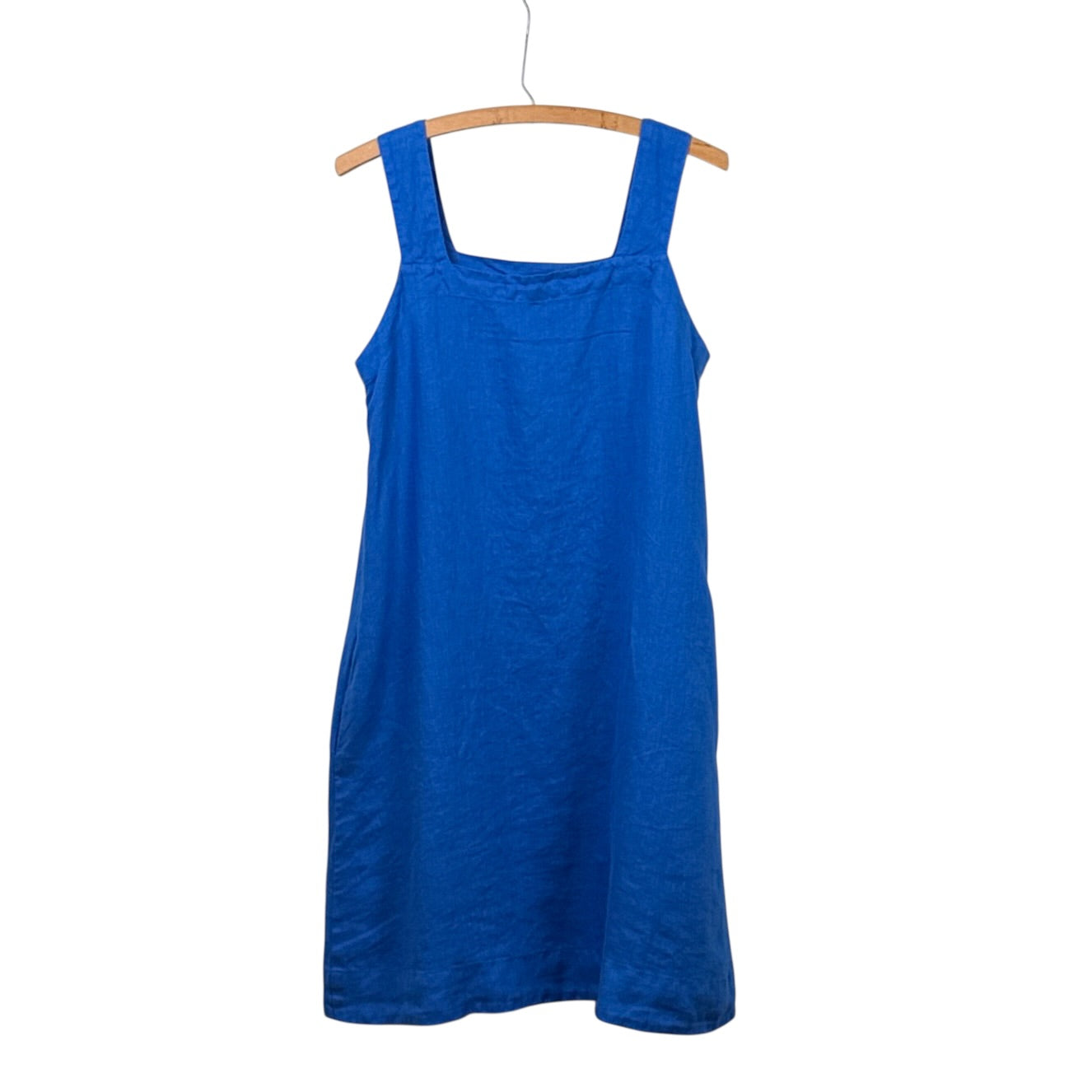 Cut Loose ~ Linen Square Neck Shift Dress - Vivid Blue