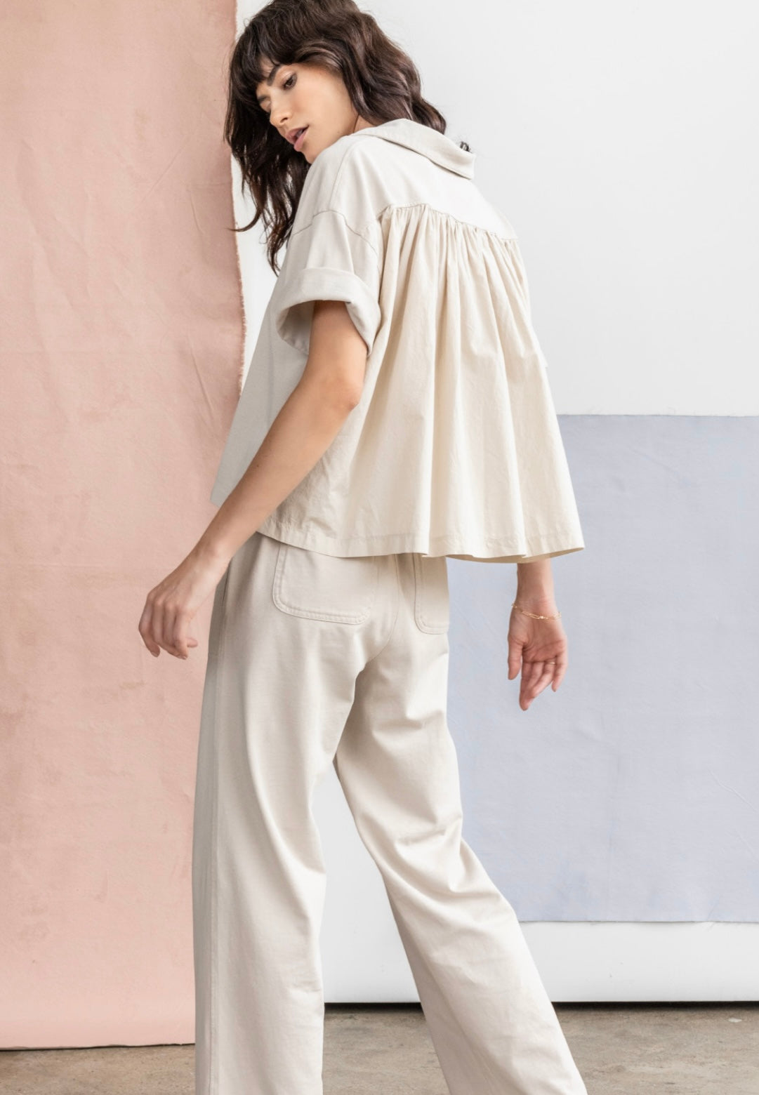 Lilla P Canvas Woven Drawstring Pant ~ Ecru