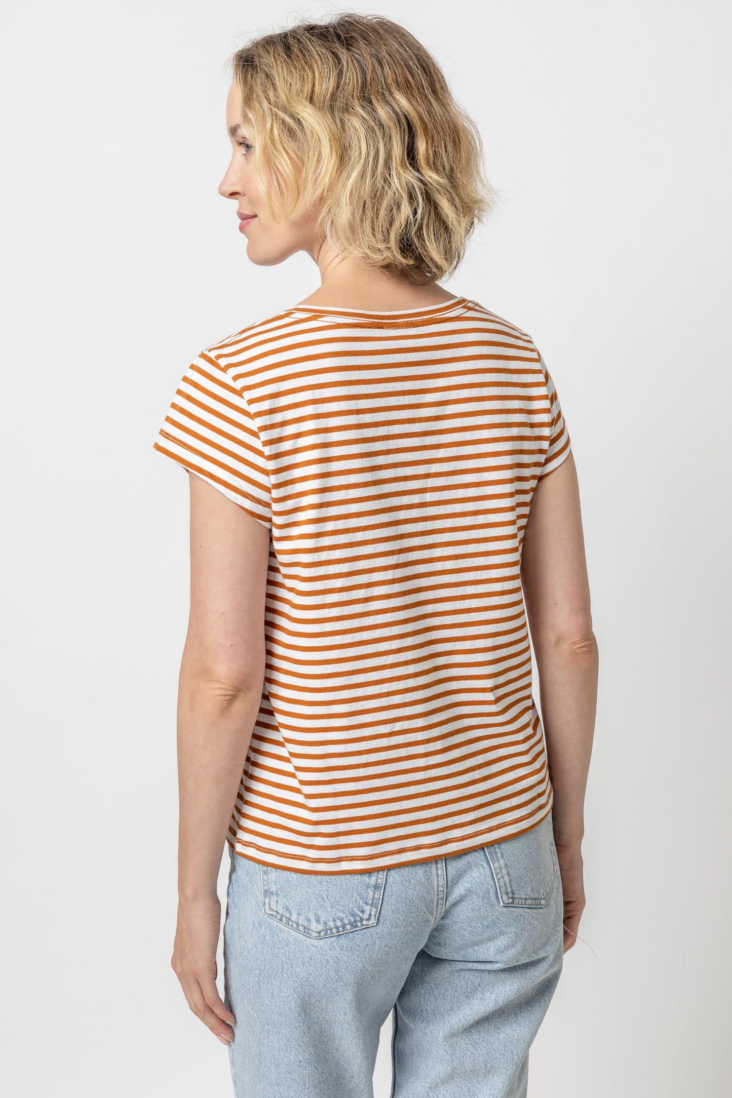 Lilla P. ~ Striped Scoop Neck - Sienna Stripe
