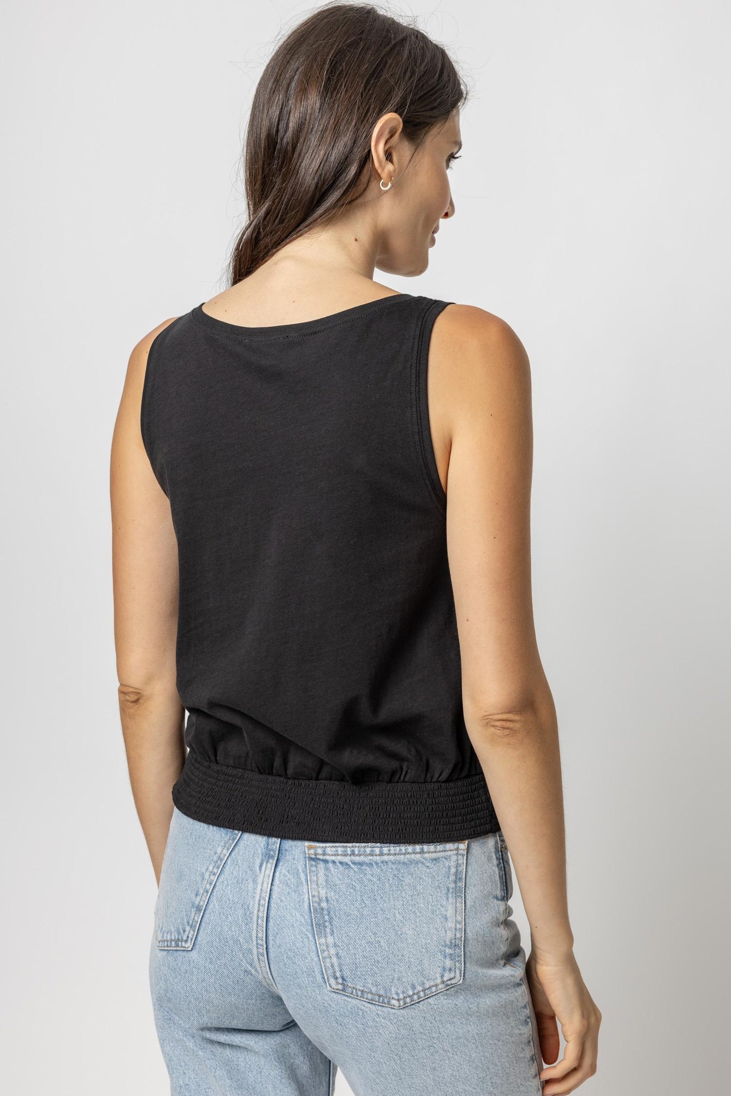 Lilla P. ~ Smocked Hem Tank - Black