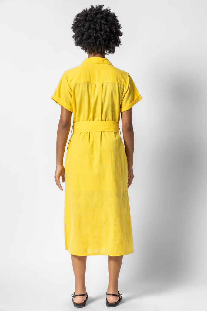 Lilla P. ~ Belted Shirt Dress - Saffron