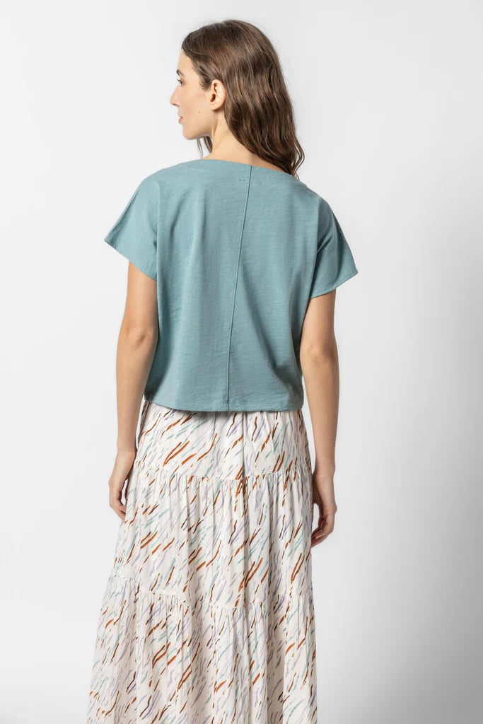 Lilla P. ~ Split Neck Dolman Wedge - Seagreen