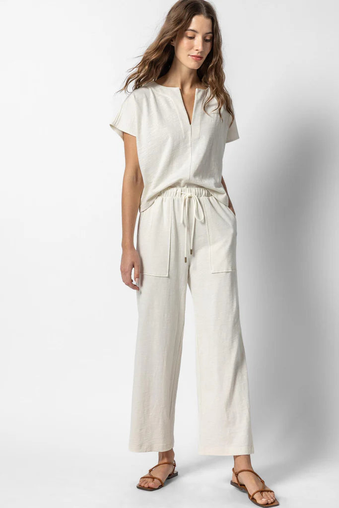 Lilla P. ~ Cropped Pull On Pant - Ecru