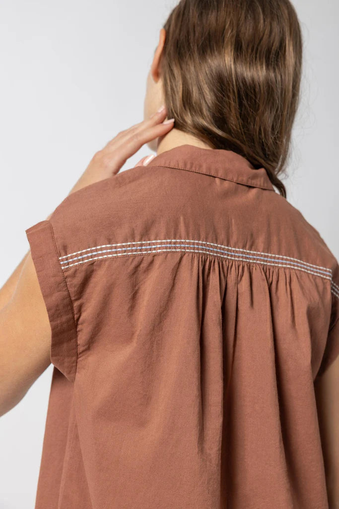 Lilla P. ~ Easy Yoke Blouse - Burnt Sienna