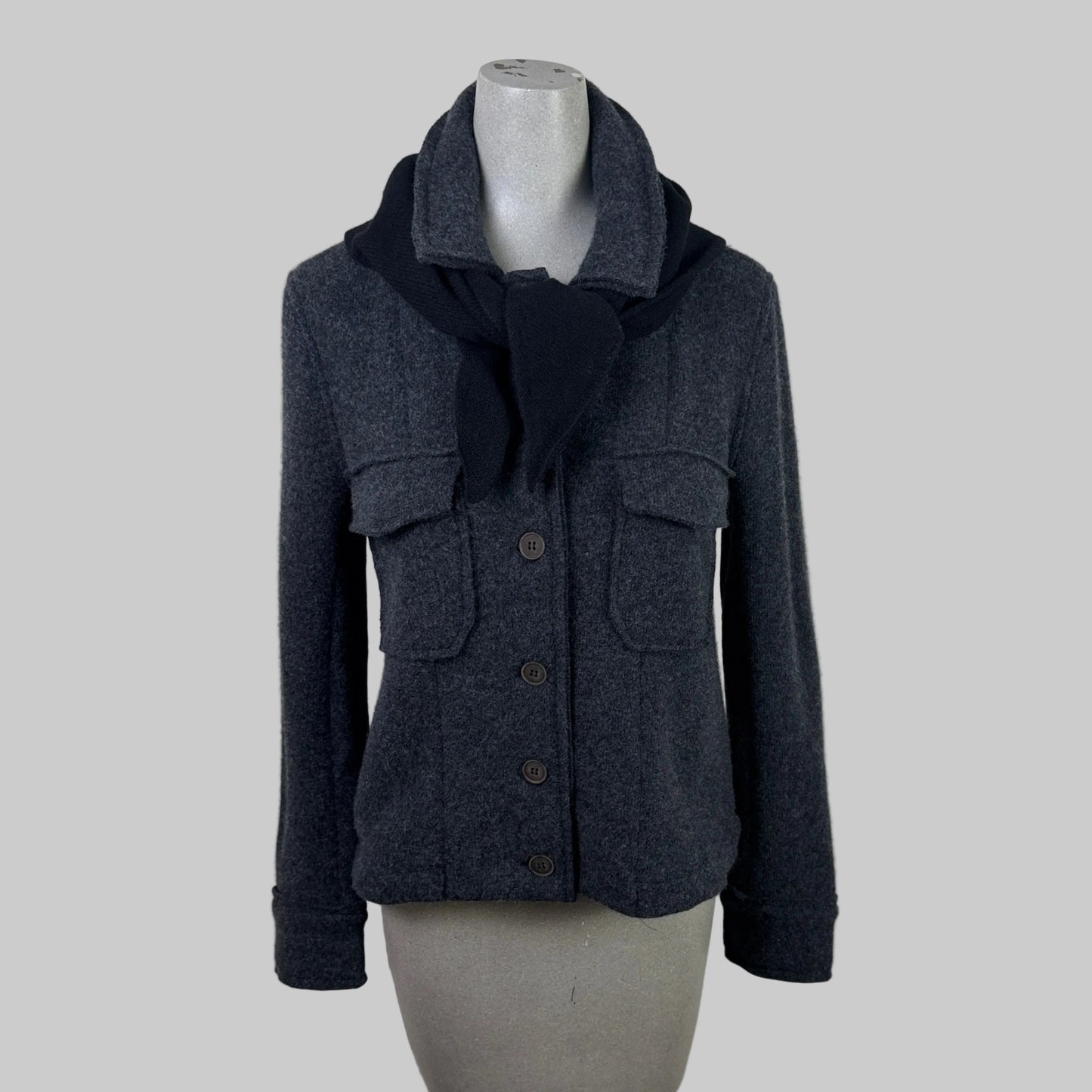 MJW. ~ Cashmere/Wool Triangle Scarf - Black