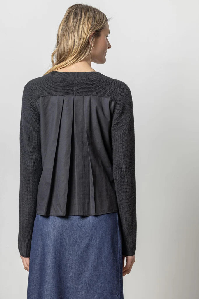 Lilla P. ~ Mixed Media Raglan Sweater - Black