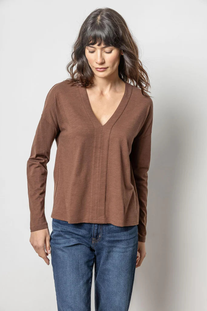 Lilla P. ~ Drop Shoulder V-Neck - Java