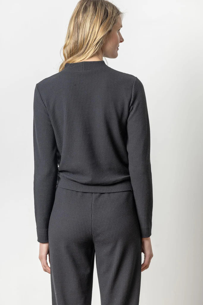 Lilla P. ~ Tie Waist Mock Neck - Black