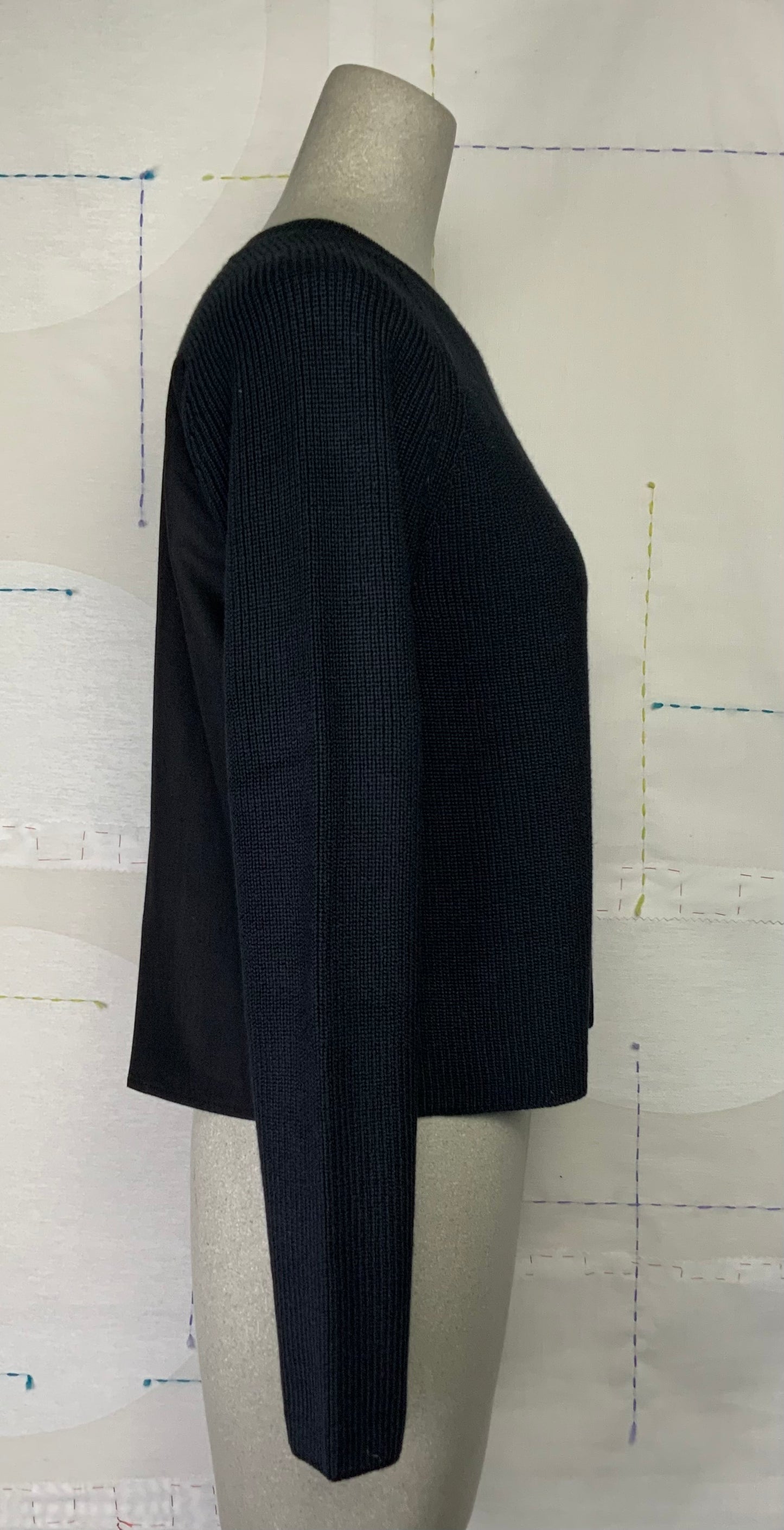 Lilla P. ~ Mixed Media Raglan Sweater - Black