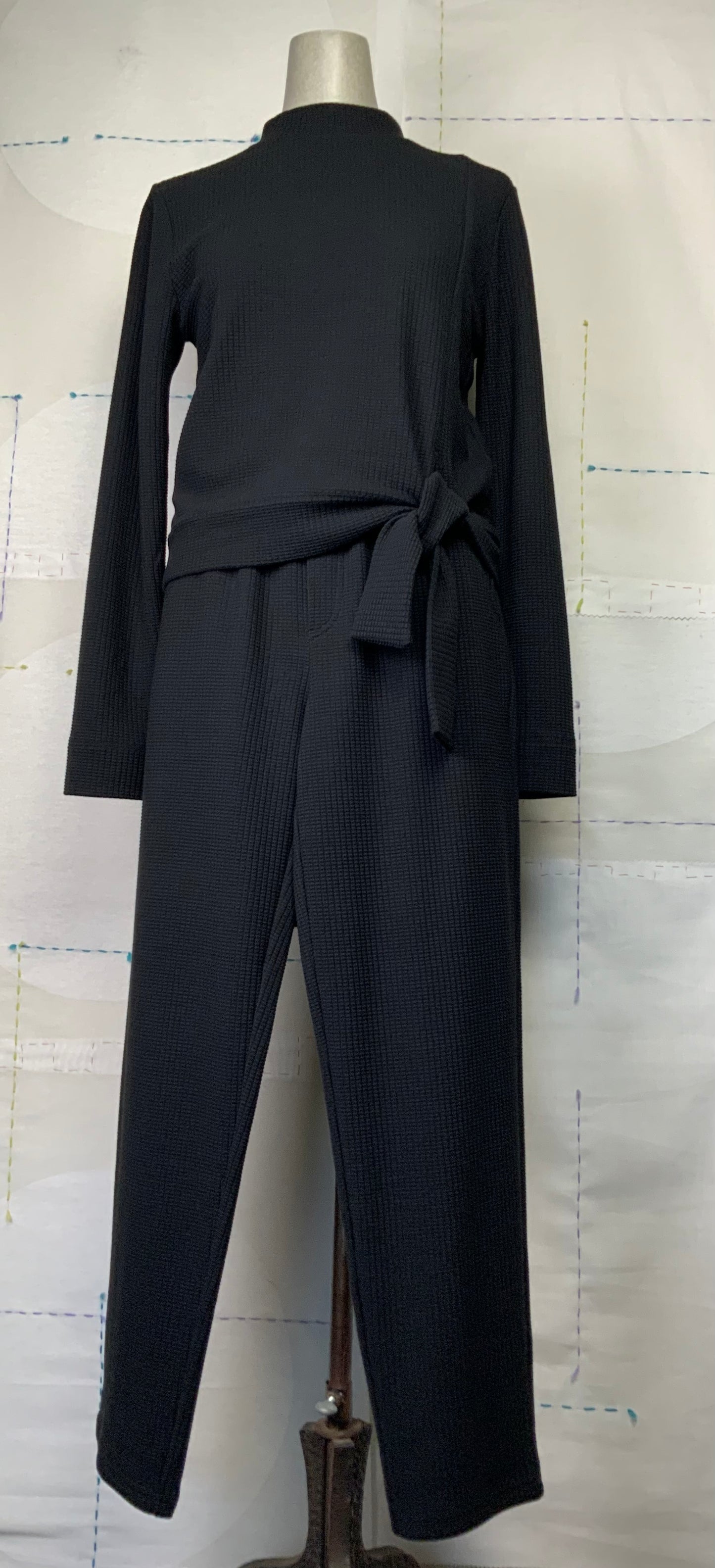 Lilla P. ~ Tie Waist Mock Neck - Black