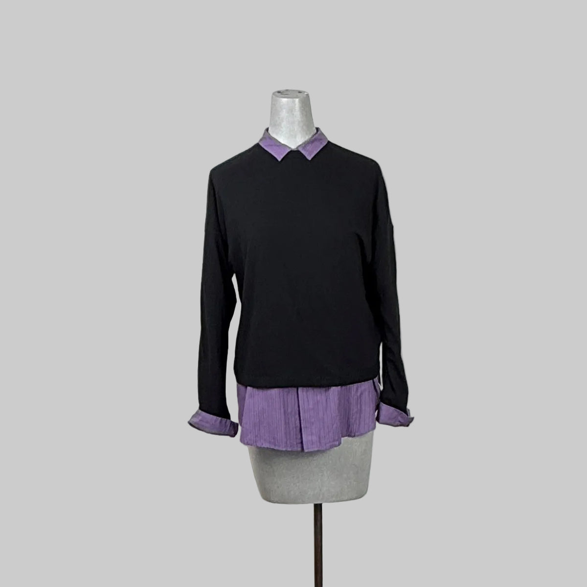 Pas de Calais ~ Recycle Jersey Long Sleeve Pullover - Black