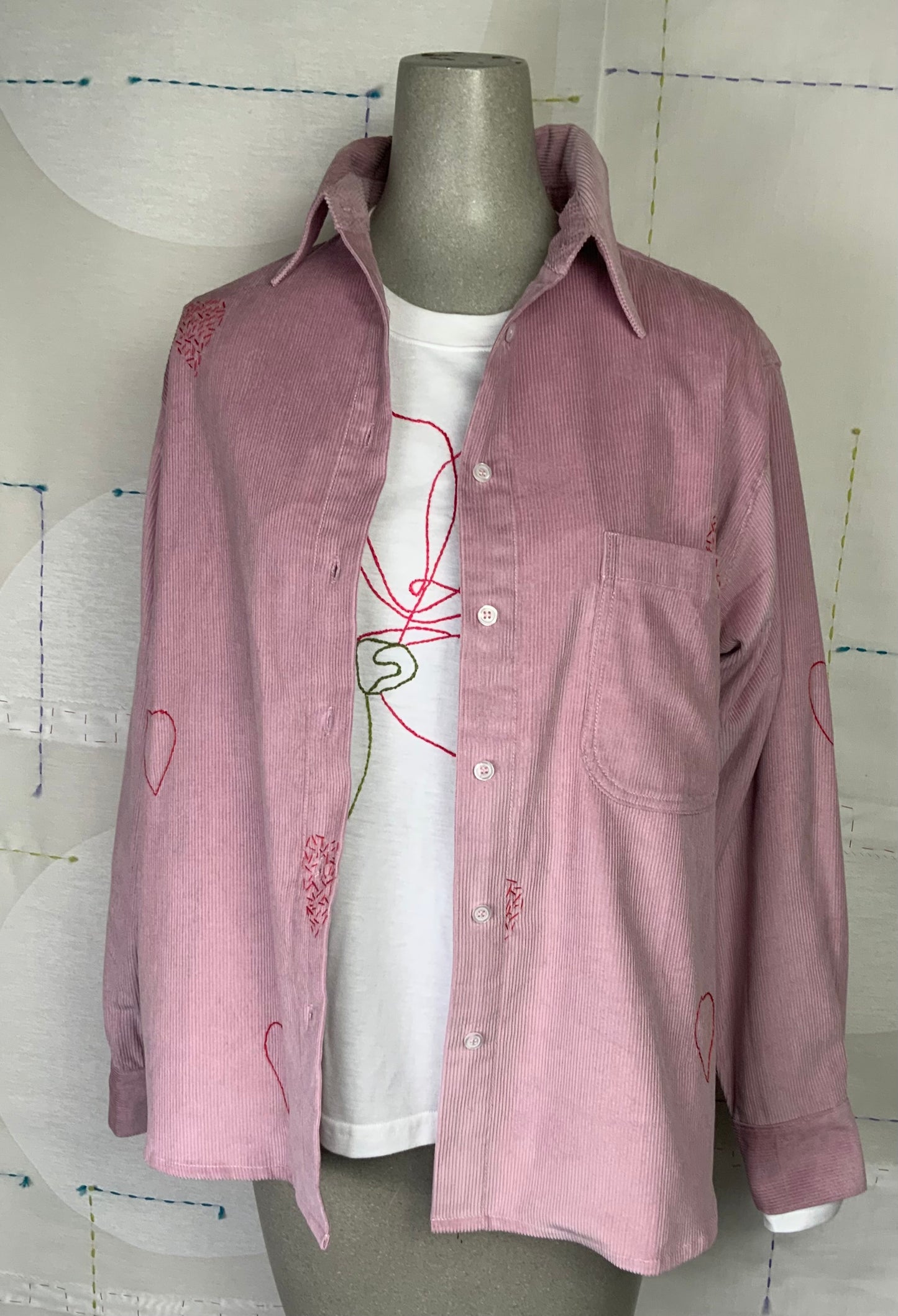 Cats With A Heart ~ L/S Tee with Tropical Flower - White