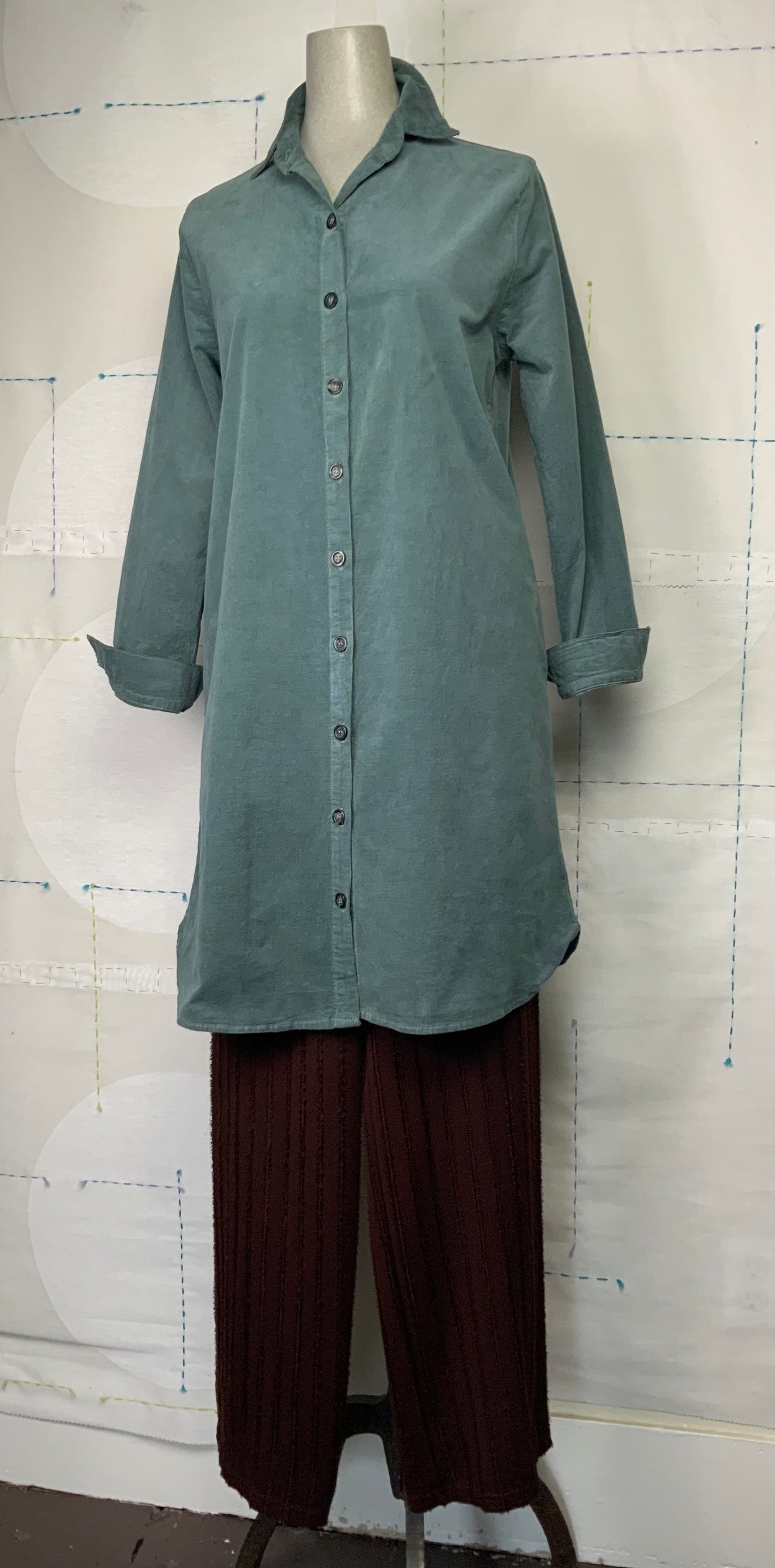 Cut Loose ~ Mini Cord Shirt Dress - Myrtle