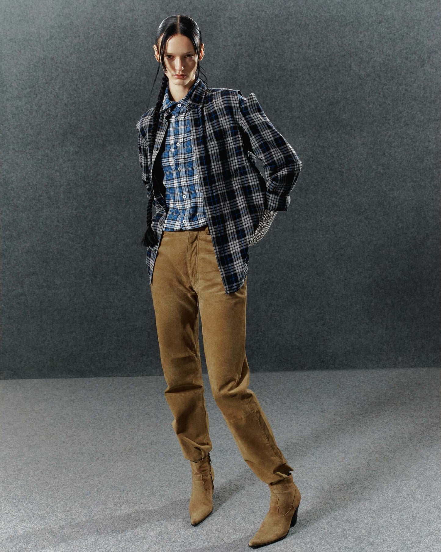 Omelia  ~  Redesigned Shirt 124 - Blue Plaids