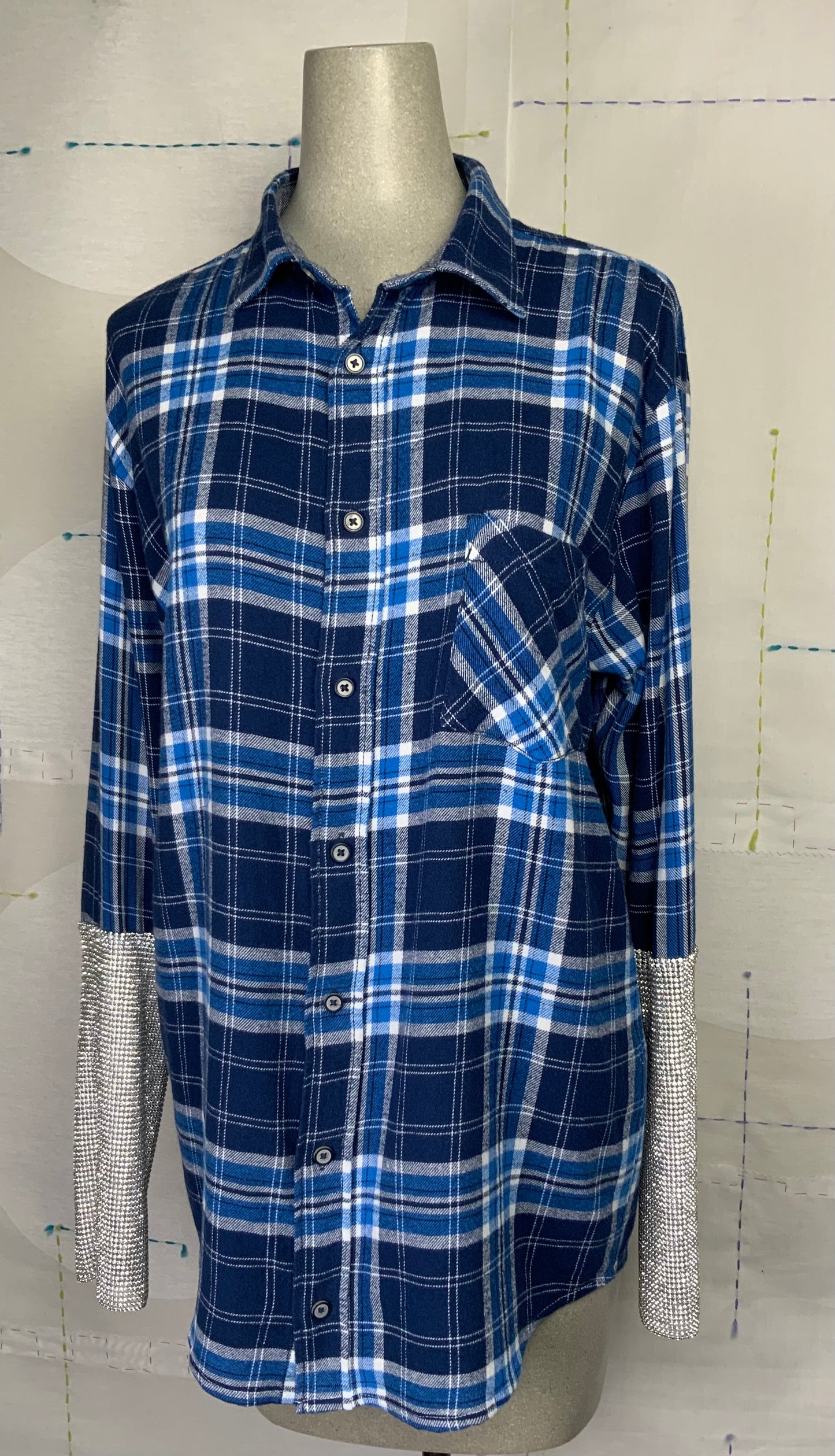 Omelia  ~  Redesigned Shirt 124 - Blue Plaids