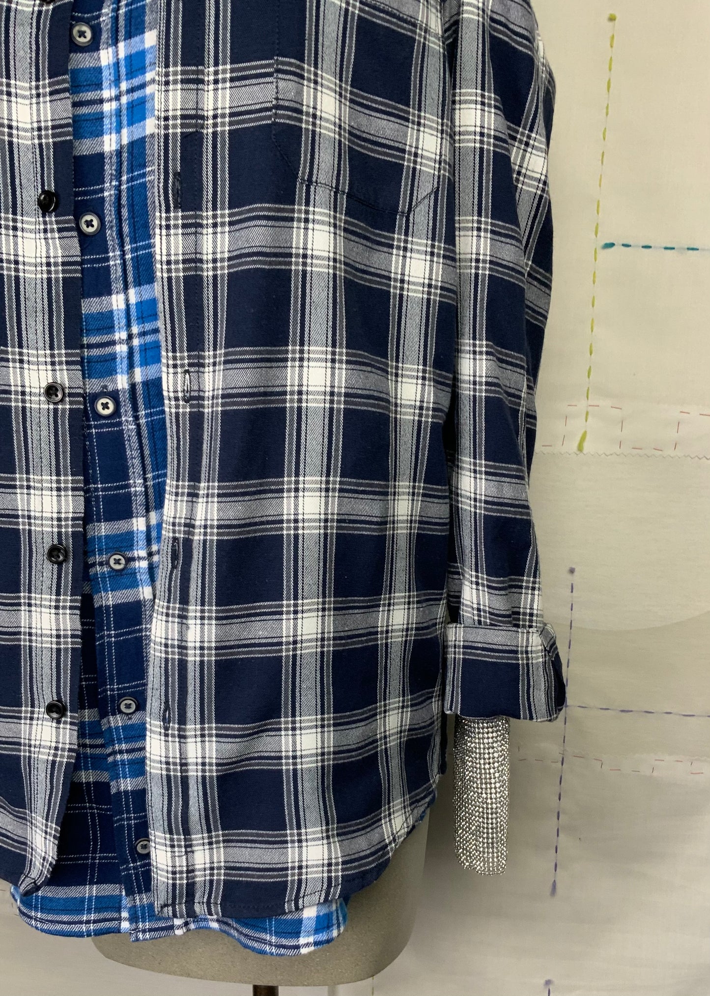 Omelia  ~  Redesigned Shirt 124 - Blue Plaids