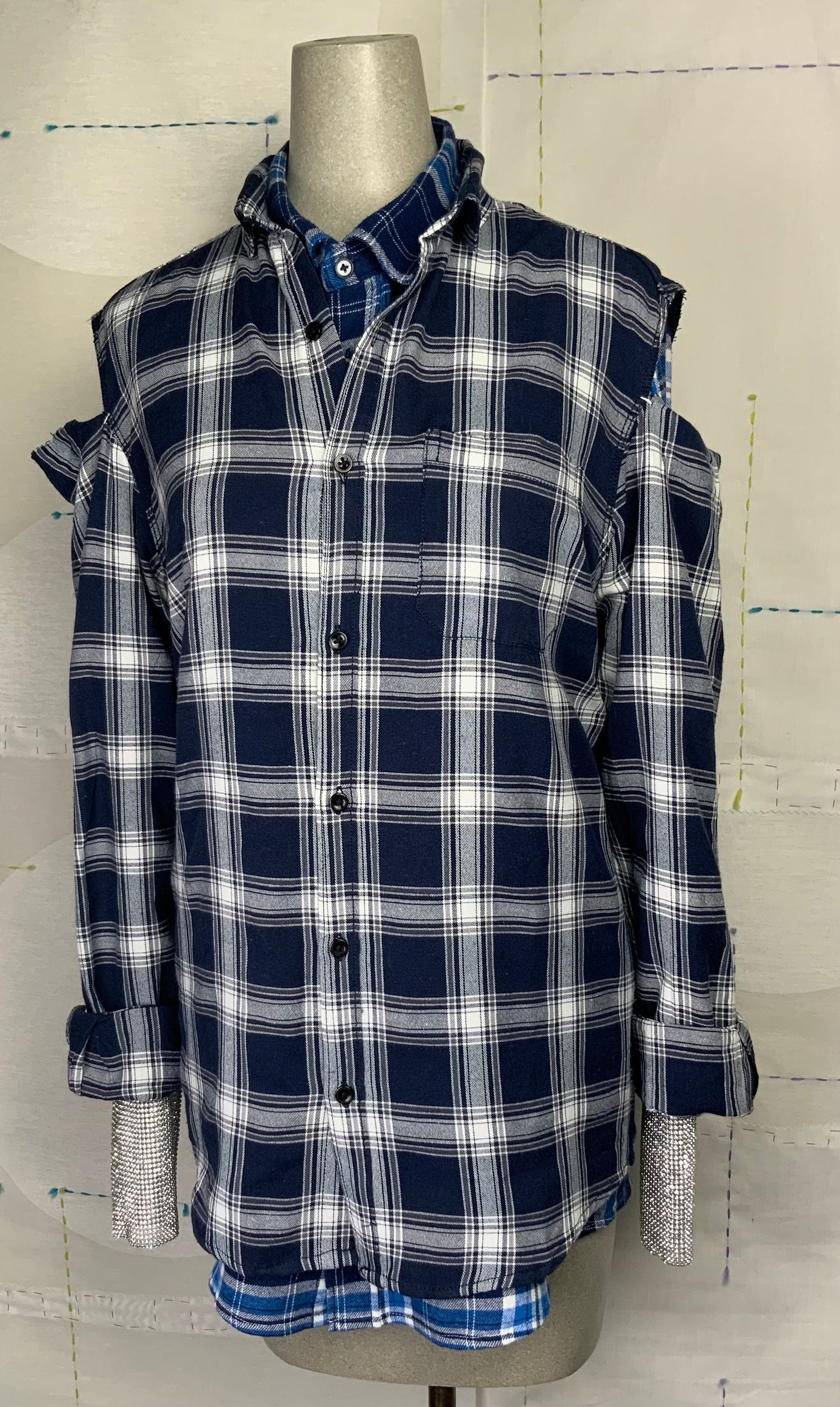 Omelia  ~  Redesigned Shirt 124 - Blue Plaids