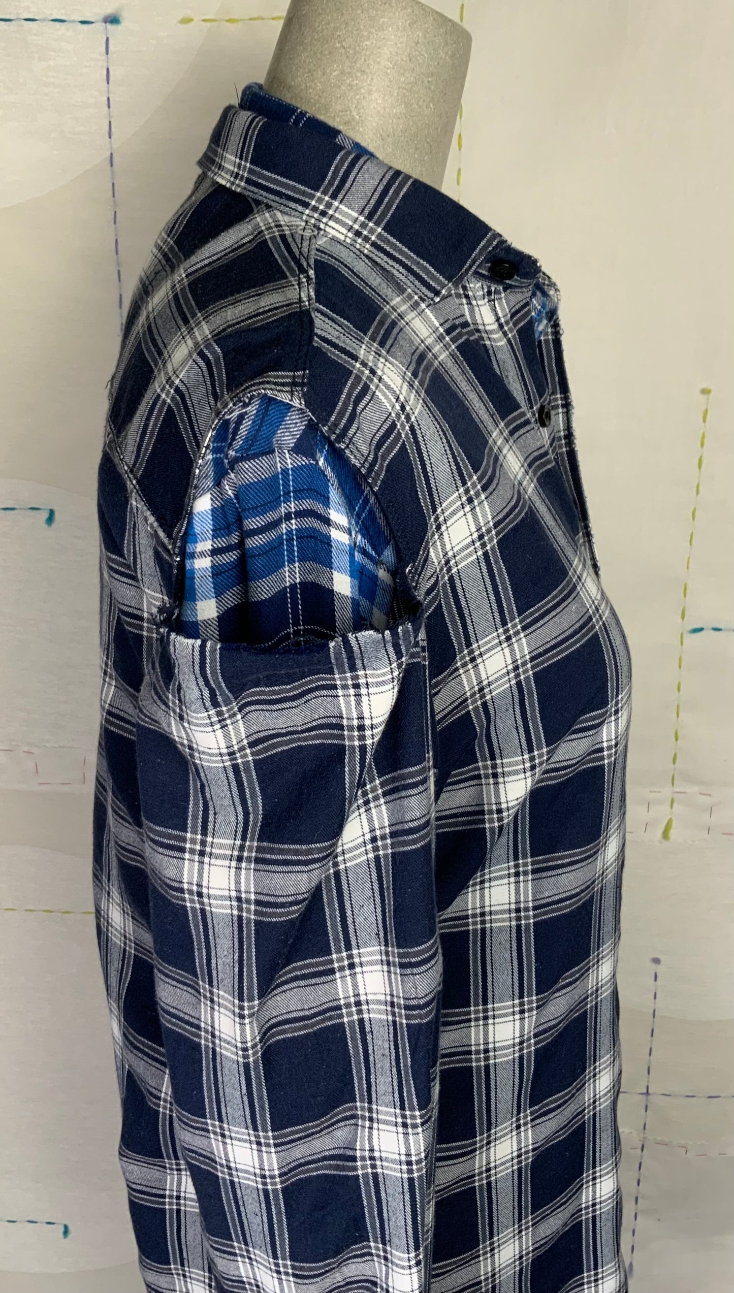 Omelia  ~  Redesigned Shirt 124 - Blue Plaids