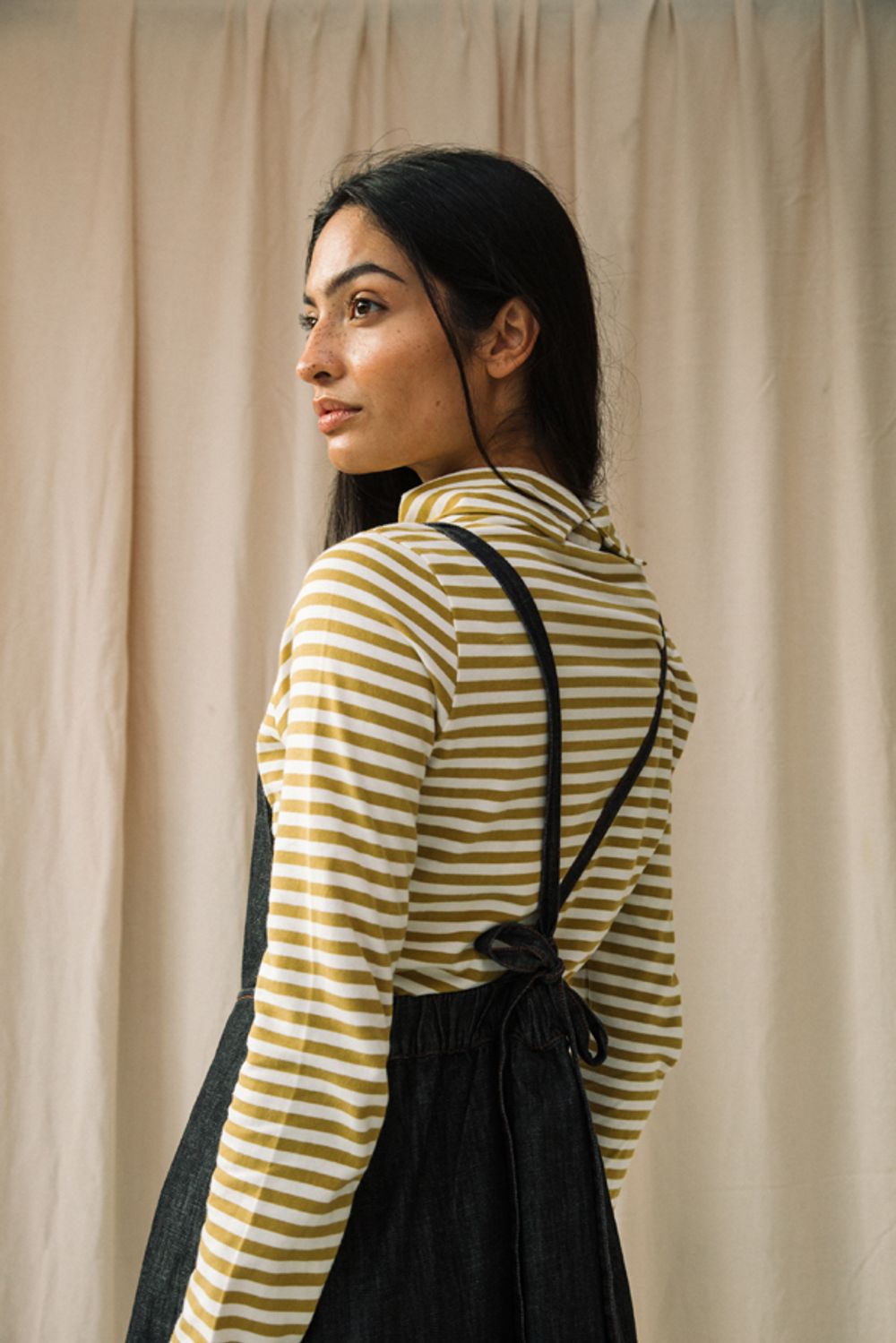 Beaumont Organic ~ Pine-Sue Striped Jersey Top - Chartreuse/White