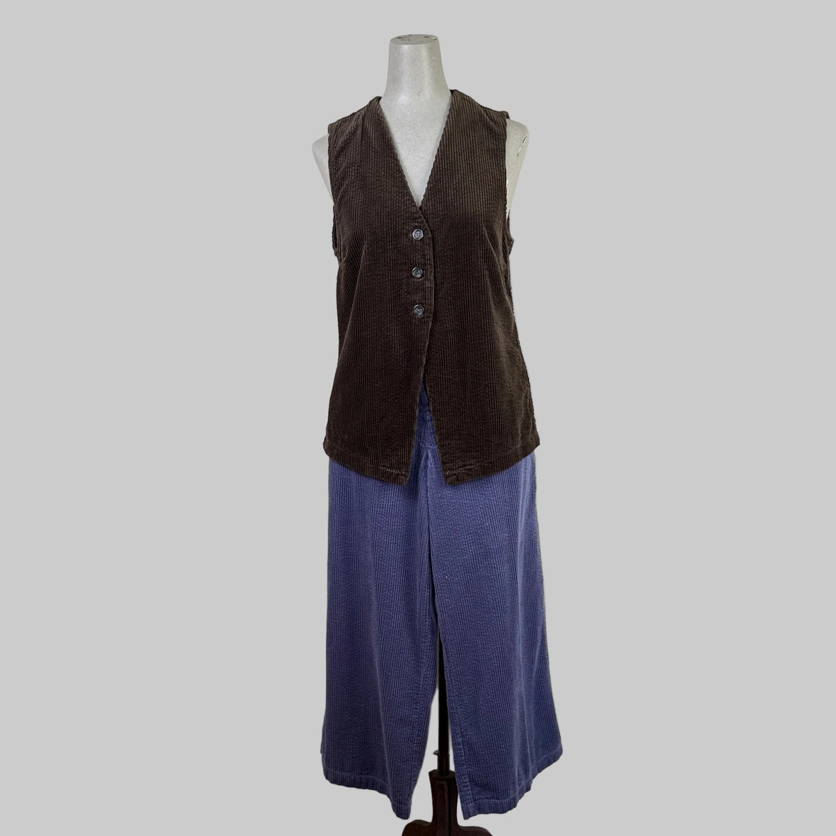 Cut Loose ~ Lux Cord Long Vest - Chocolate