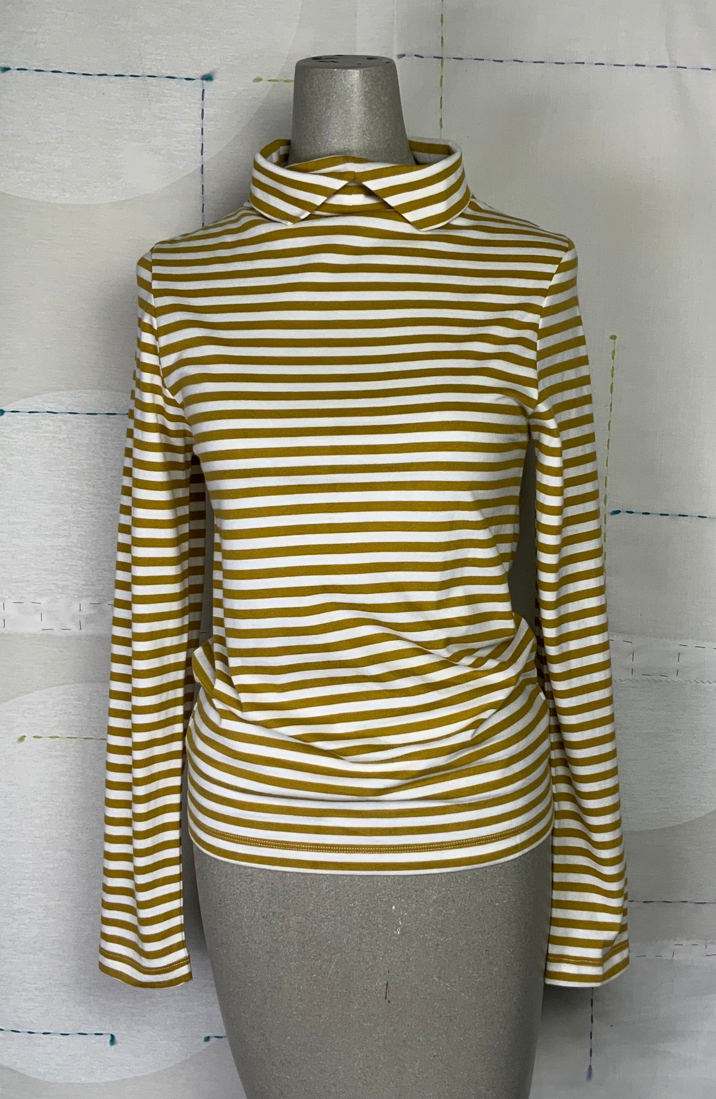 Beaumont Organic ~ Pine-Sue Striped Jersey Top - Chartreuse/White