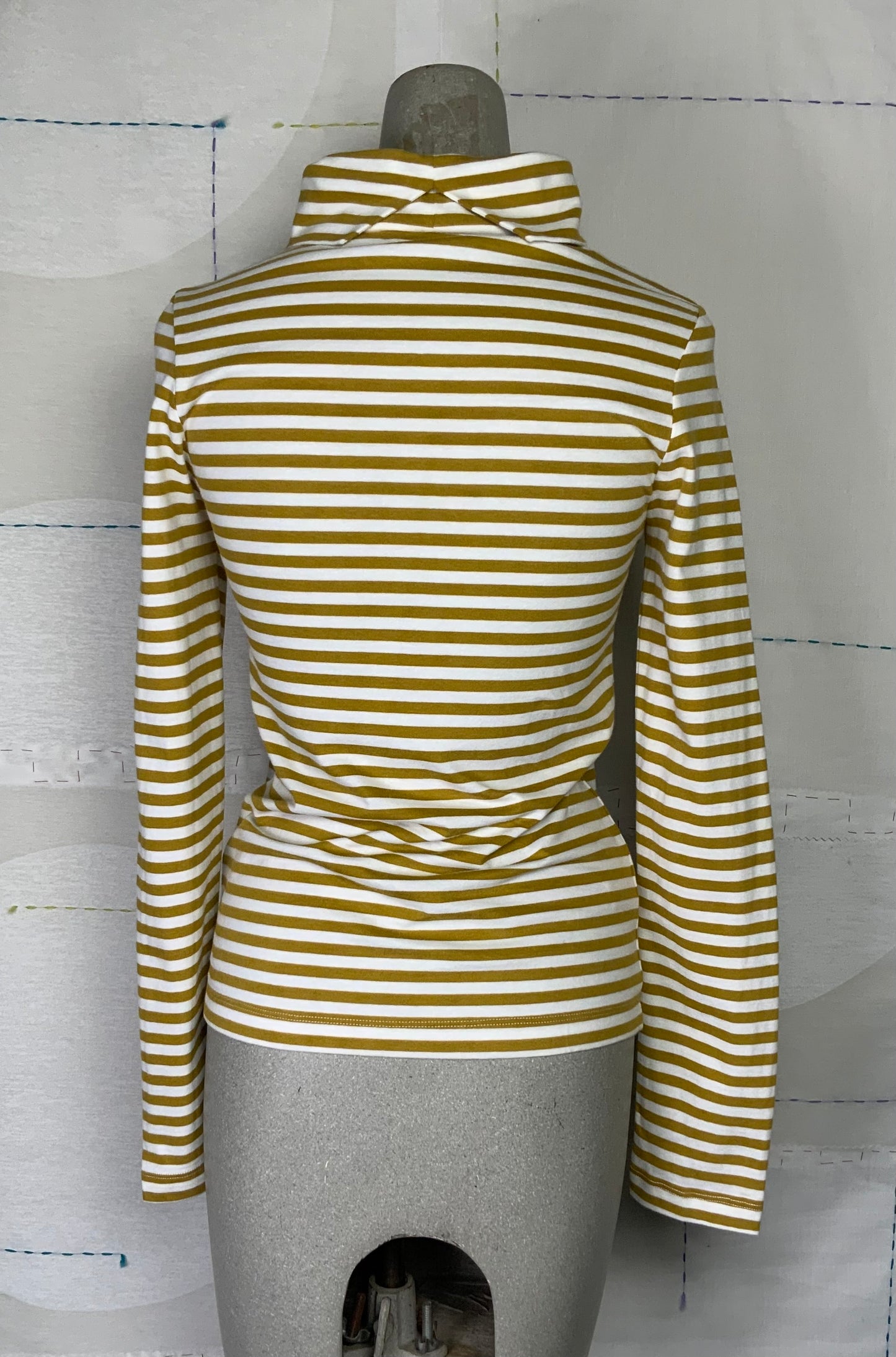 Beaumont Organic ~ Pine-Sue Striped Jersey Top - Chartreuse/White