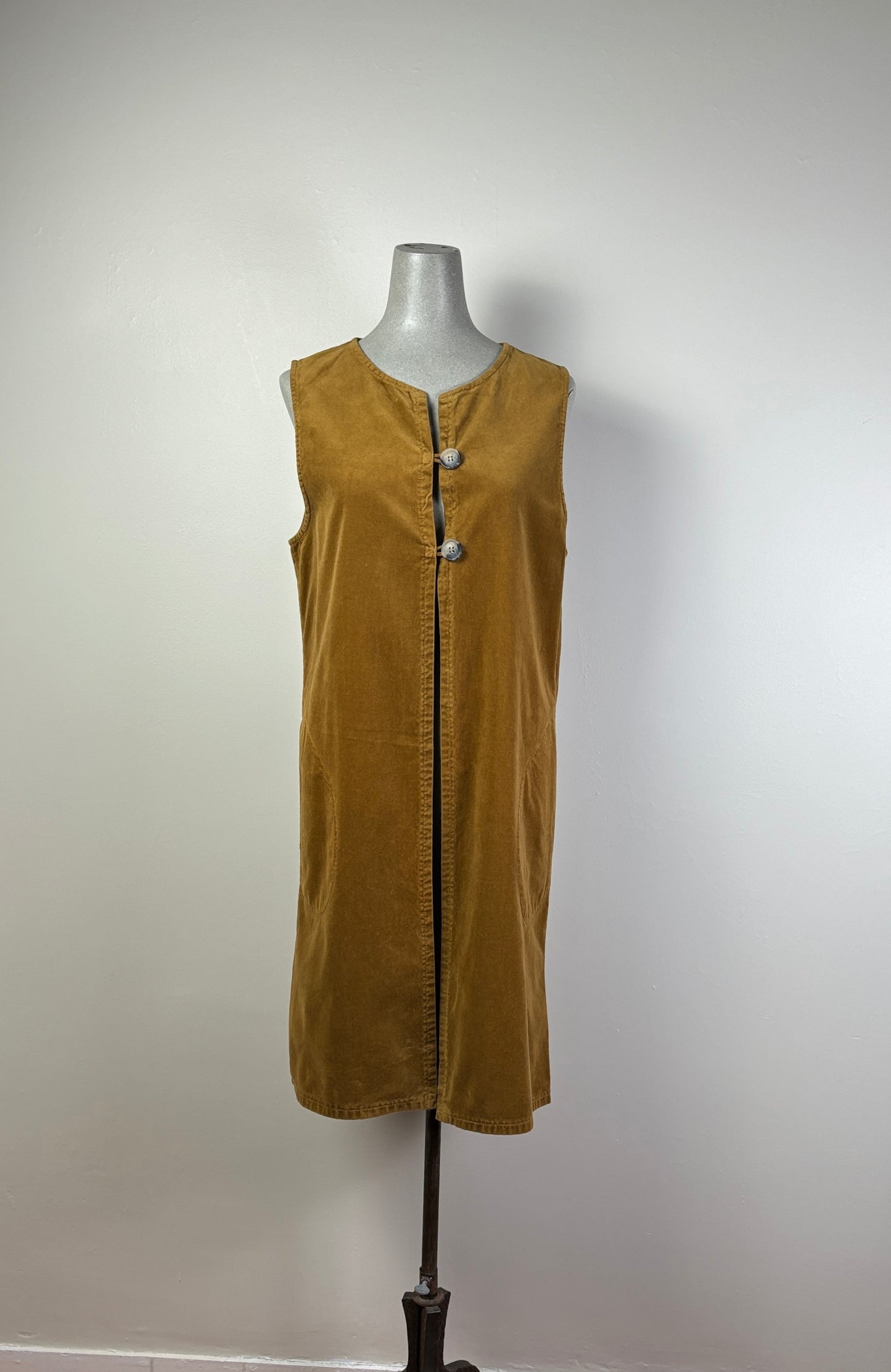 Cut Loose ~ Cotton Velvet Long Vest - Brass