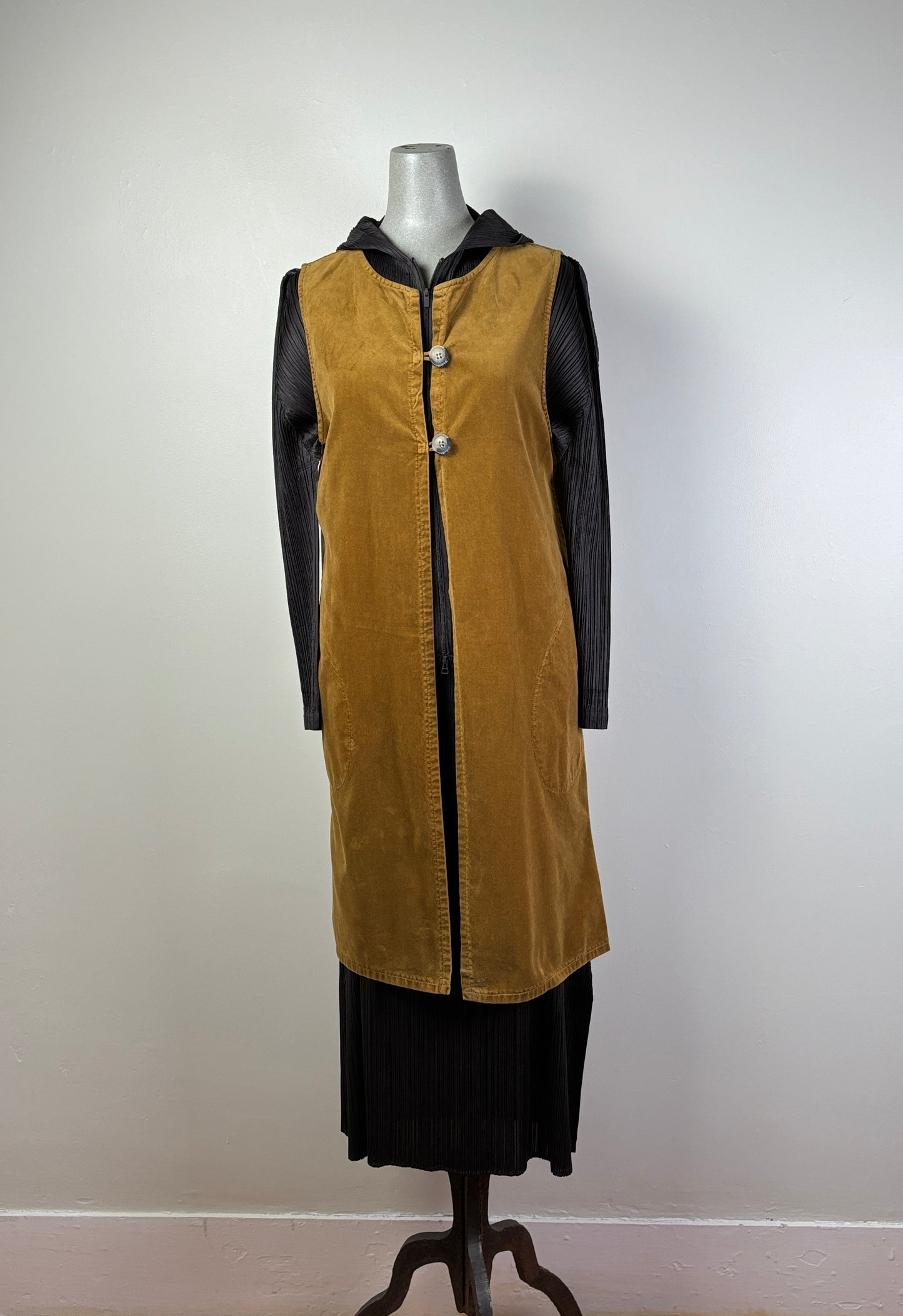 Cut Loose ~ Cotton Velvet Long Vest - Brass