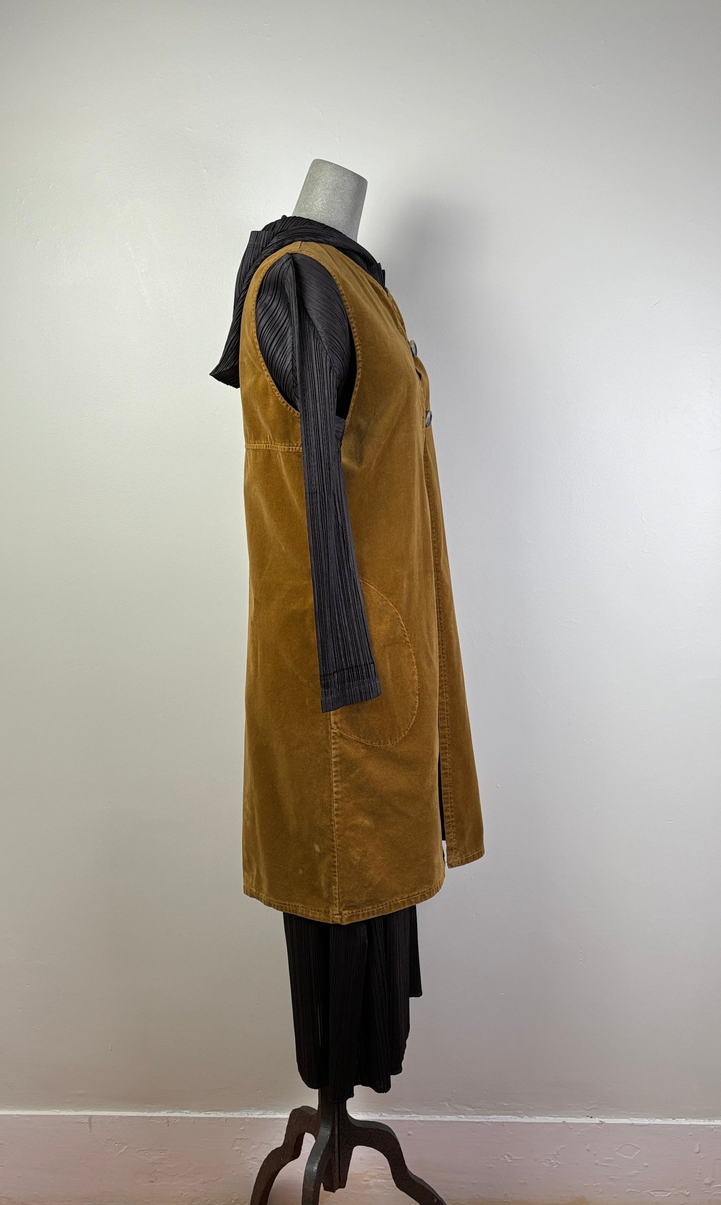 Cut Loose ~ Cotton Velvet Long Vest - Brass