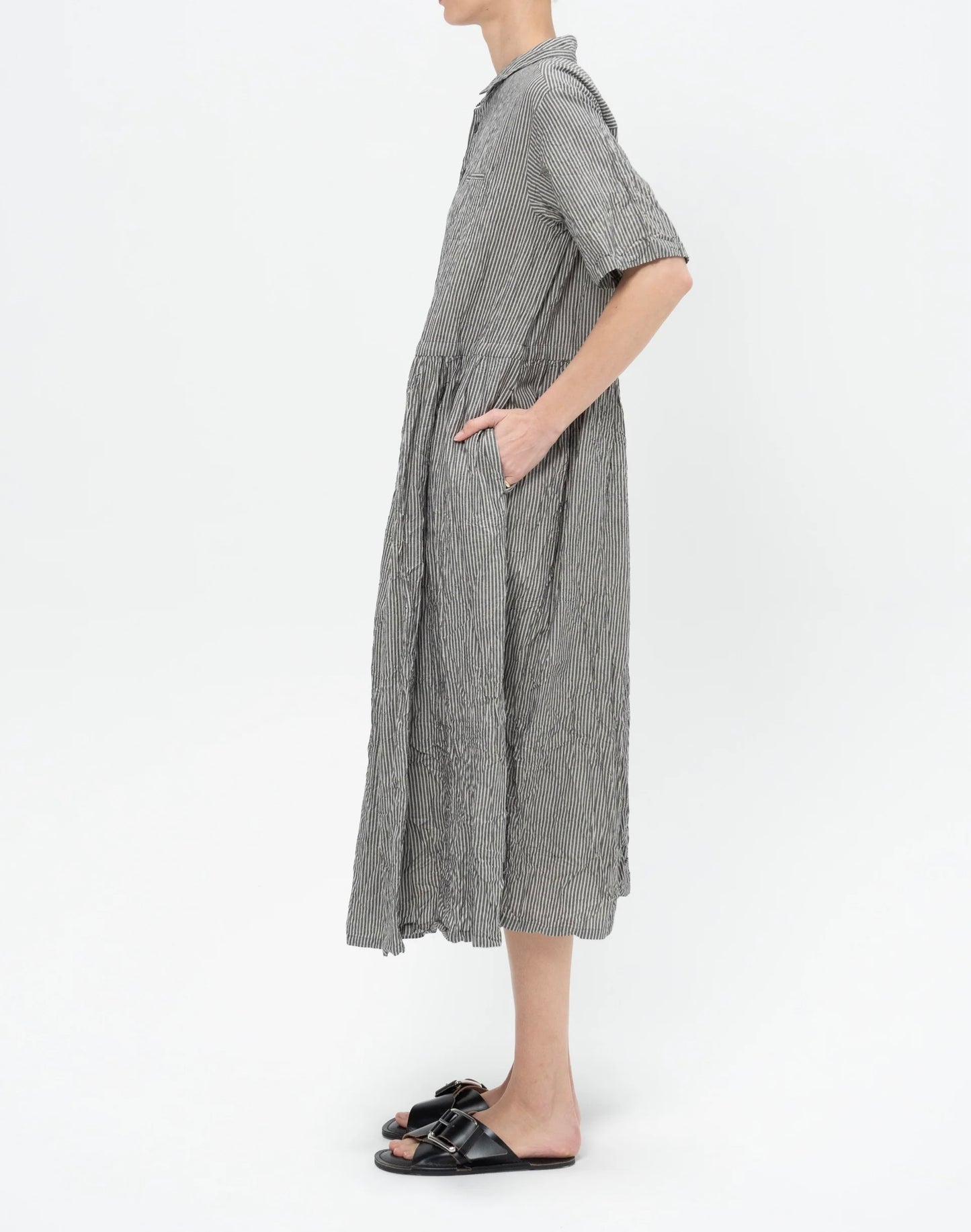 Pas de Calais ~ Stripe Short Sleeve Dress - Black