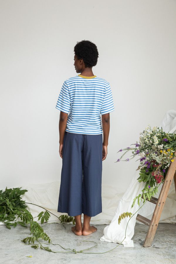 Beaumont Organic ~ Bay-Sue Organic Cotton Top - Sea Blue/White Stripe