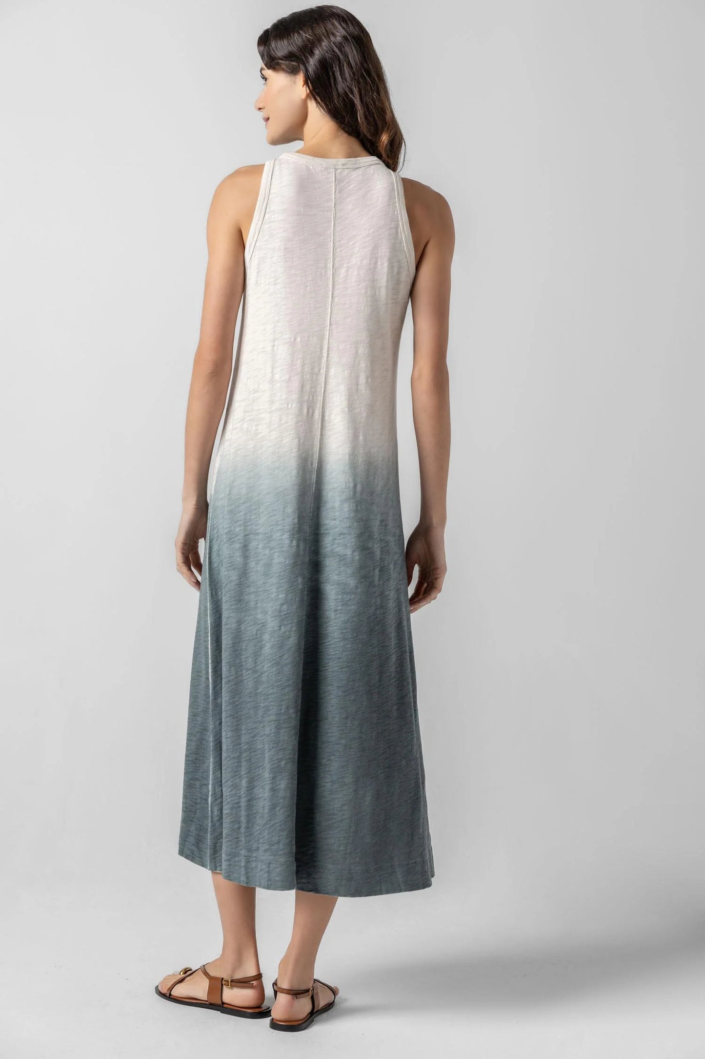 Lilla P. ~ Ombré Jewel Neck Tank Dress - Vine Ombré