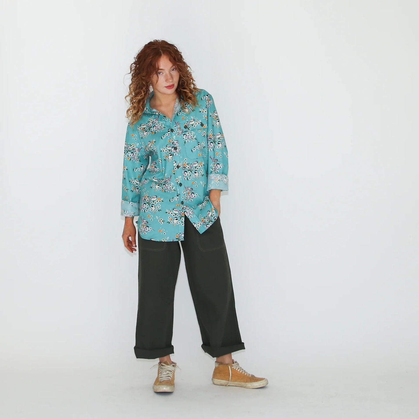 Utility ~ Long Pocket Work Shirt - Blue Birds