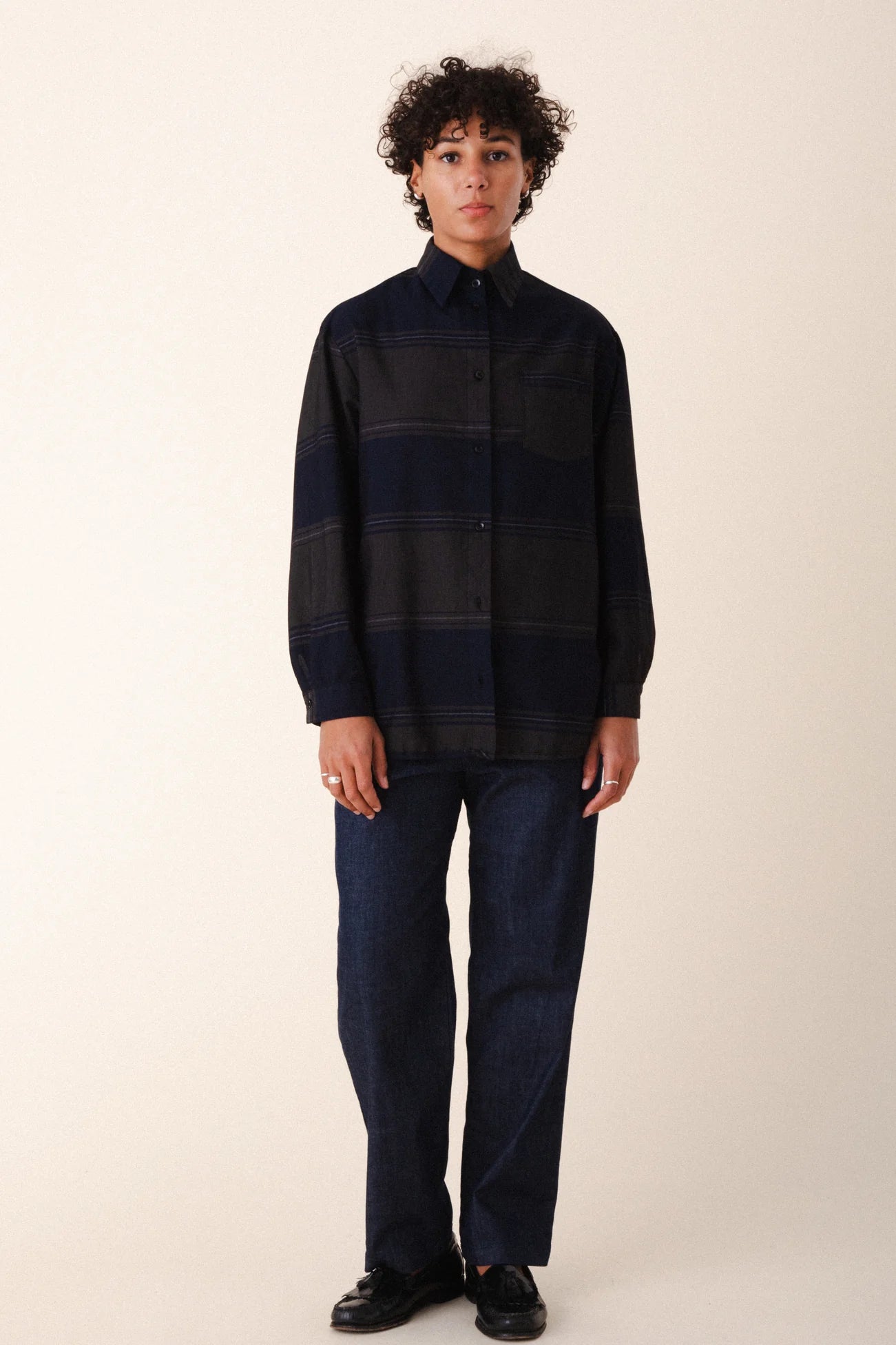 Prairie Underground ~ Replica Shirt #1514 - Navy Stripe