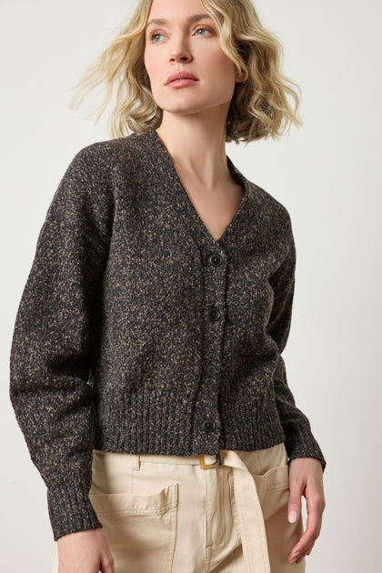 Lilla P. ~  Marled V Cardigan - Black