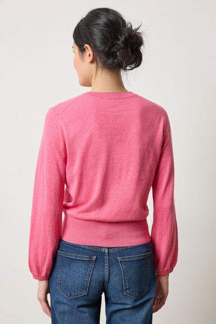 Lilla P. ~ Shirred Sleeve Crewneck Sweater - Calypso