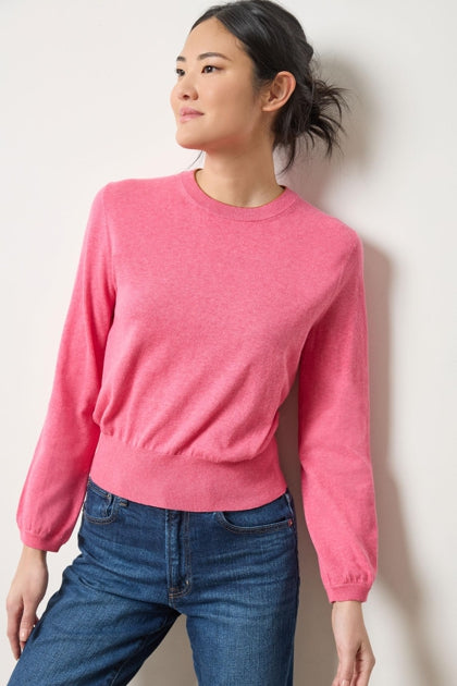 Lilla P. ~ Shirred Sleeve Crewneck Sweater - Calypso