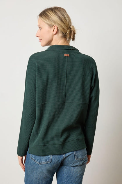 Lilla P. ~. Dolman Oversized Half Zip - Spruce