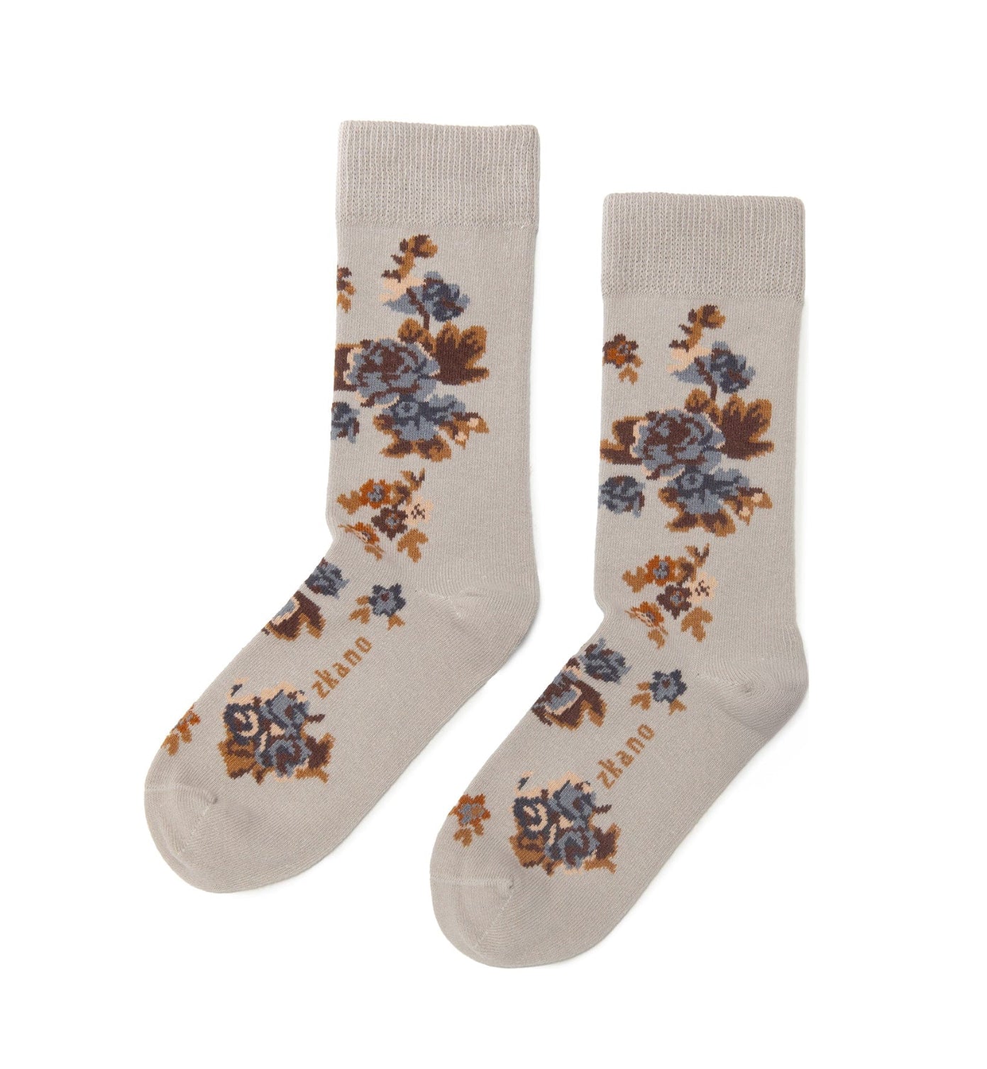 Zkano  ~  Cottage Roses Organic Cotton Crew Socks - Heather