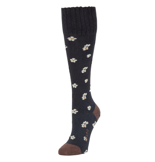 ZKano  ~  Ditsy Floral, Organic Cotton Knee Hi - Black
