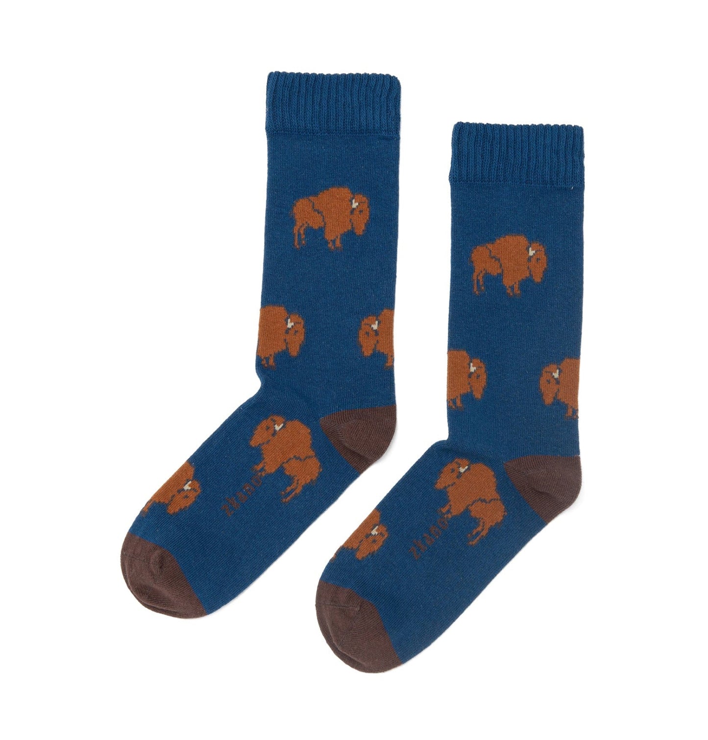 Zkano  ~  On the Range, Organic Cotton Crew Socks - Deep Blue