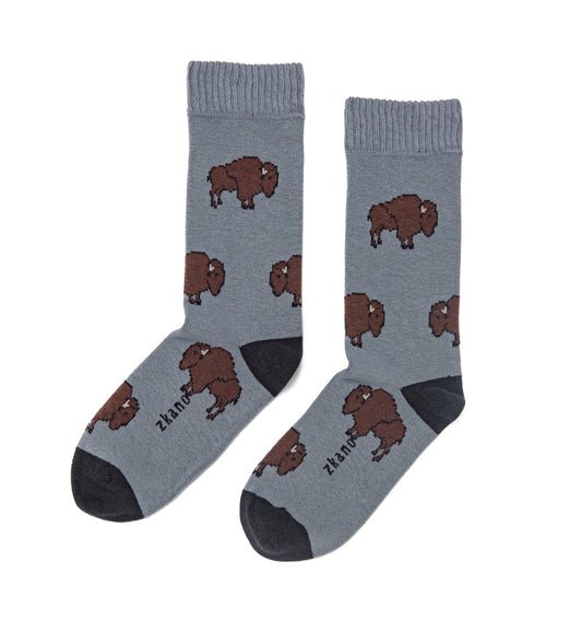 Zkano  ~  On the Range, Organic Cotton Crew Socks - Graphite