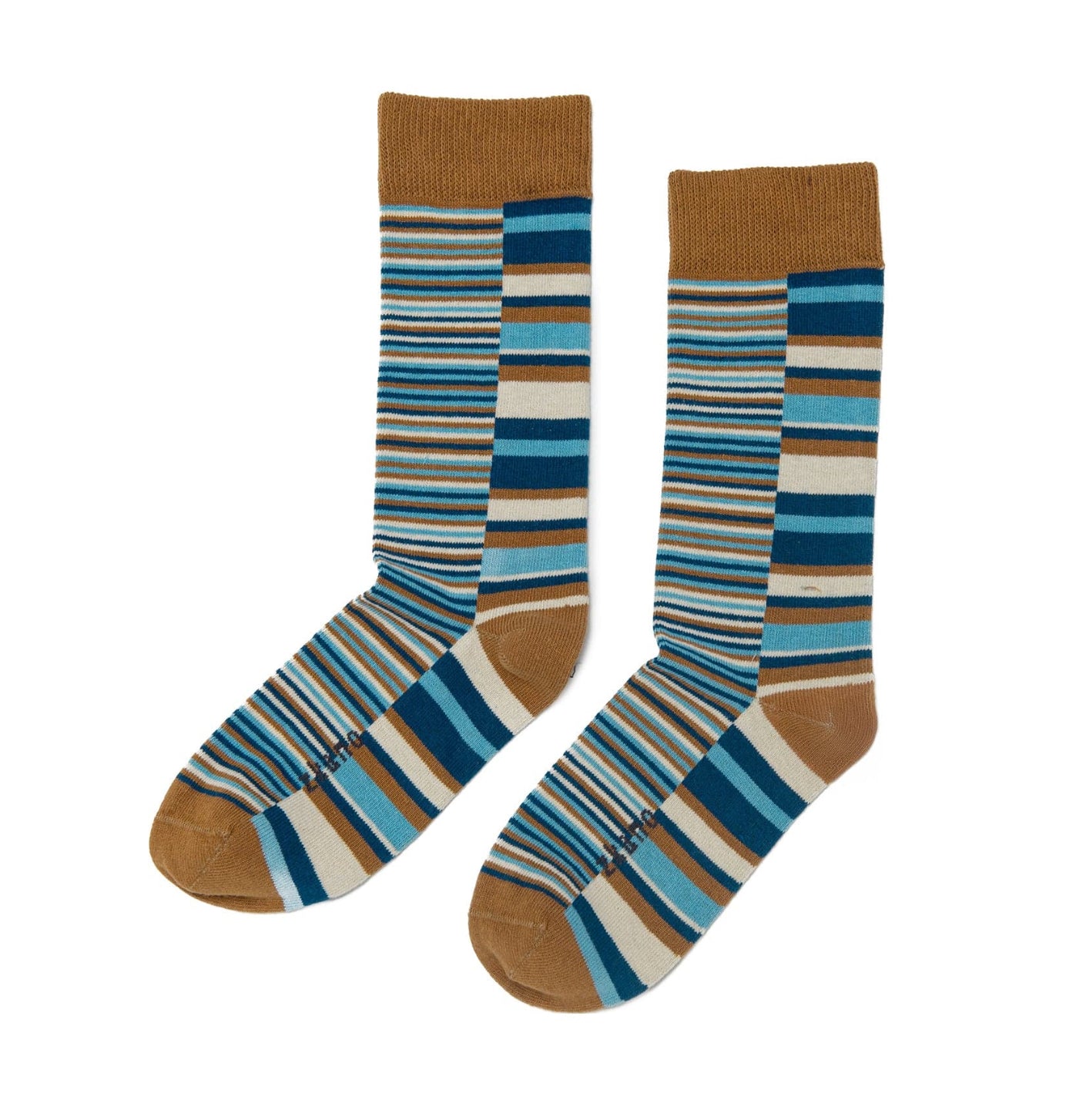 ZKano  ~  Uneven Stripe, Organic Cotton Crew Socks - Bronze