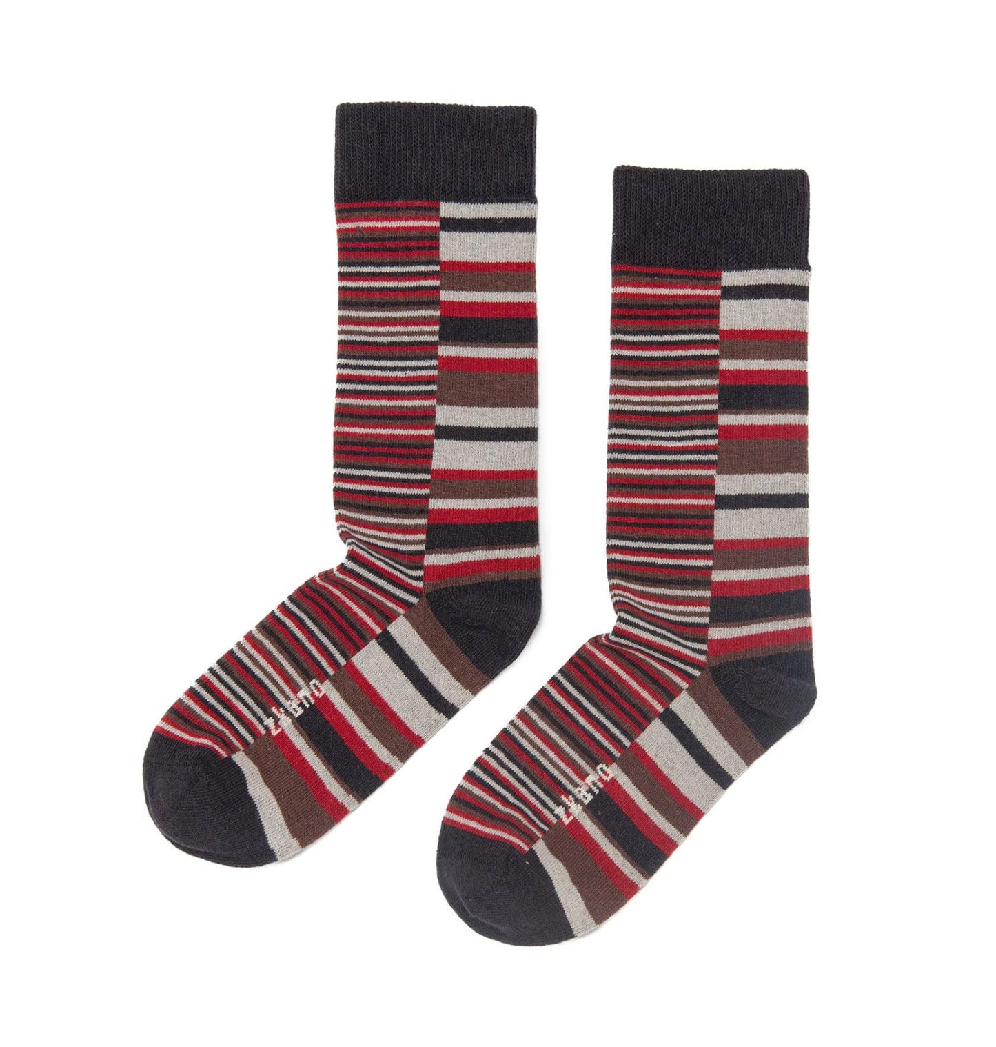 ZKano  ~  Uneven Stripe, Organic Cotton Crew Socks - Black