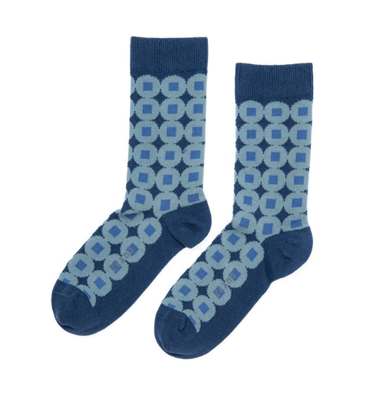 ZKano  ~  Mid Century, Organic Cotton Crew Socks - Navy