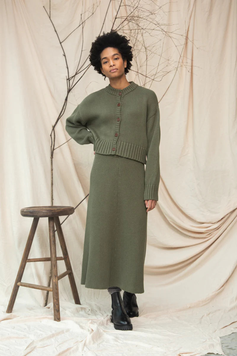 Beaumont Organic  ~  Sugi, Organic Cotton Cardigan - Soft Khaki