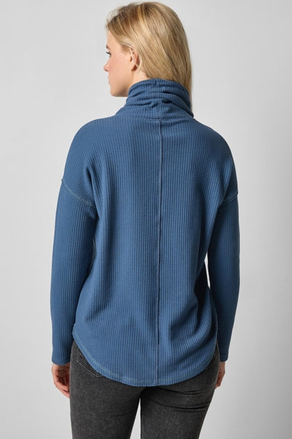 Lilla P. ~ Textured Waffle Mock Neck - Ink