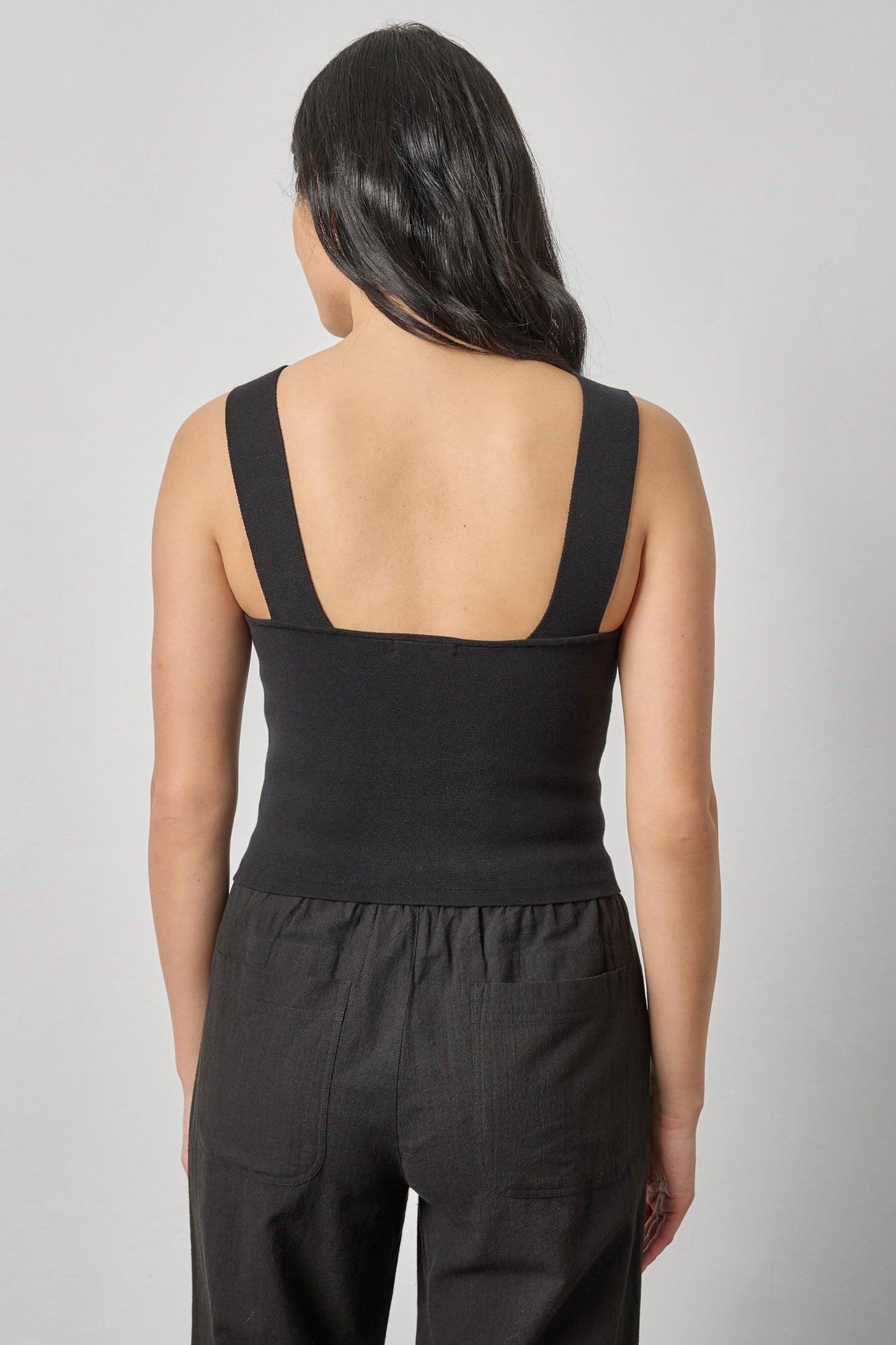 Lilla P. ~ Wide Strap Knit Tank - Black