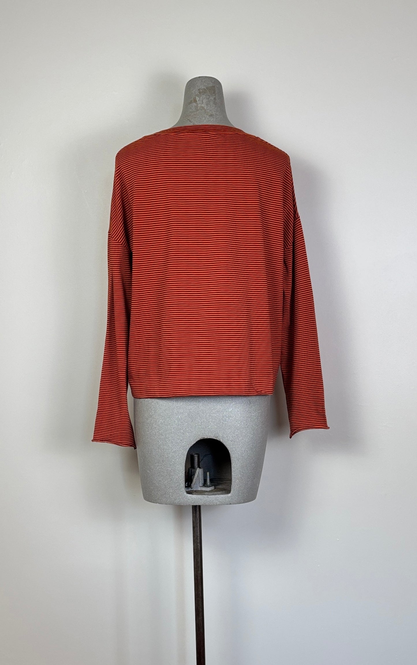 KnitKnit ~ Easy Long Sleeve Top - Arancio/Mattone Stripe