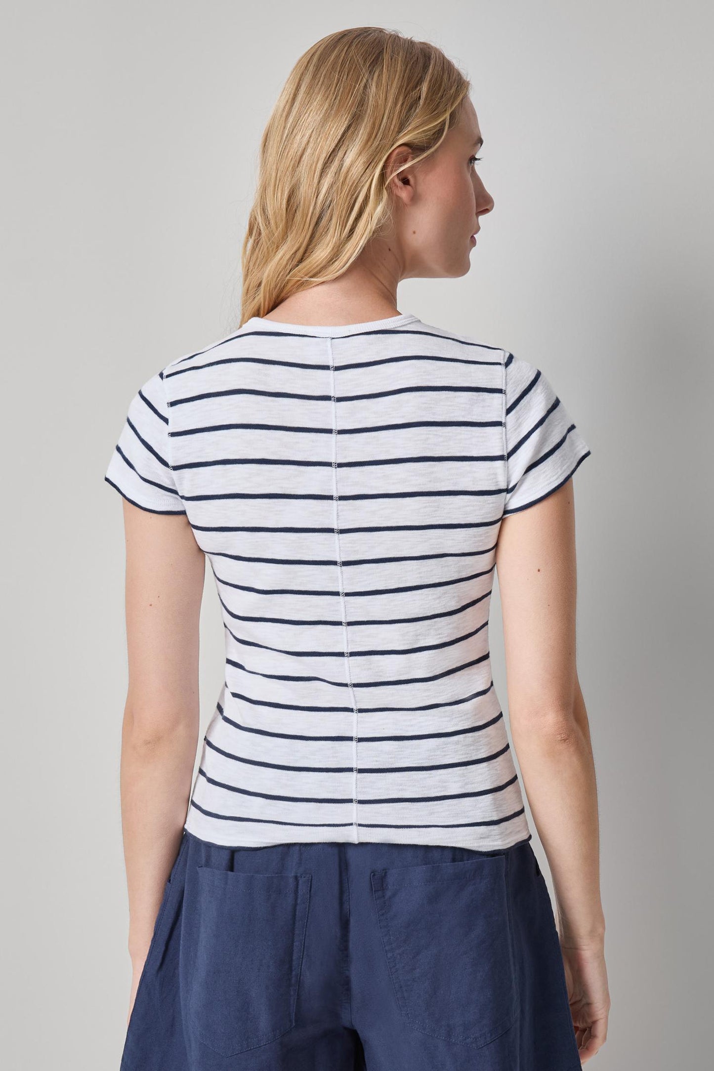 Lilla P. ~ Striped Short Sleeve - Navy/White